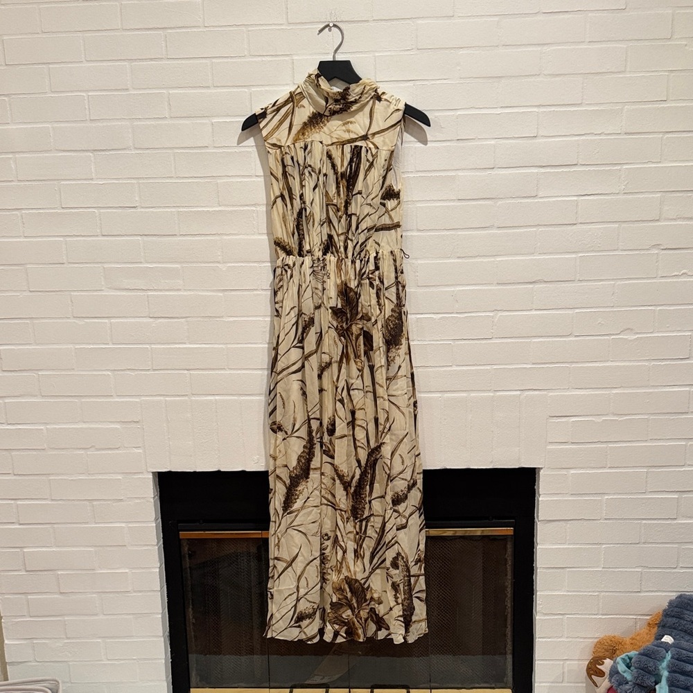 Banana Republic Chic Beige and Brown Women's High Neck Maxi Dress